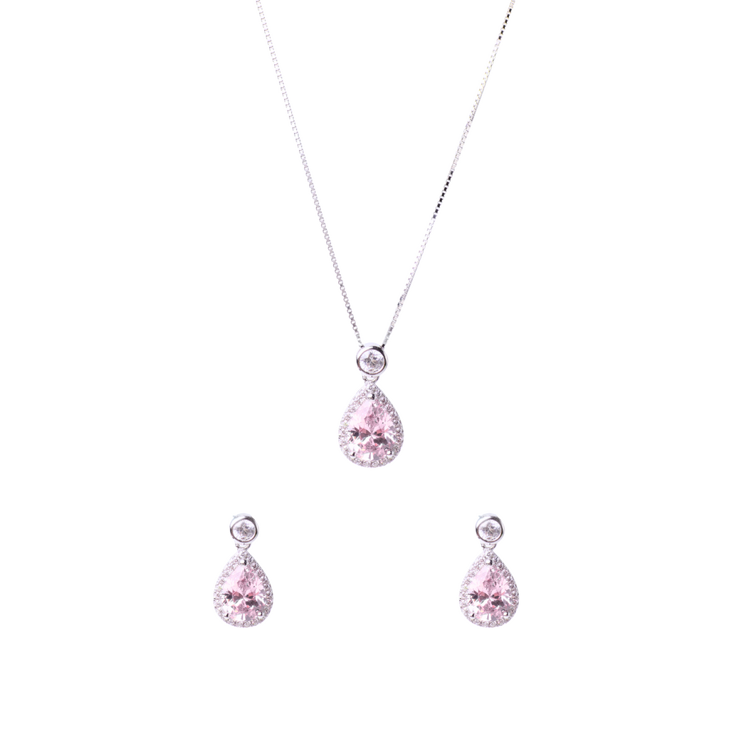 Pink Teardrop Pendant Set