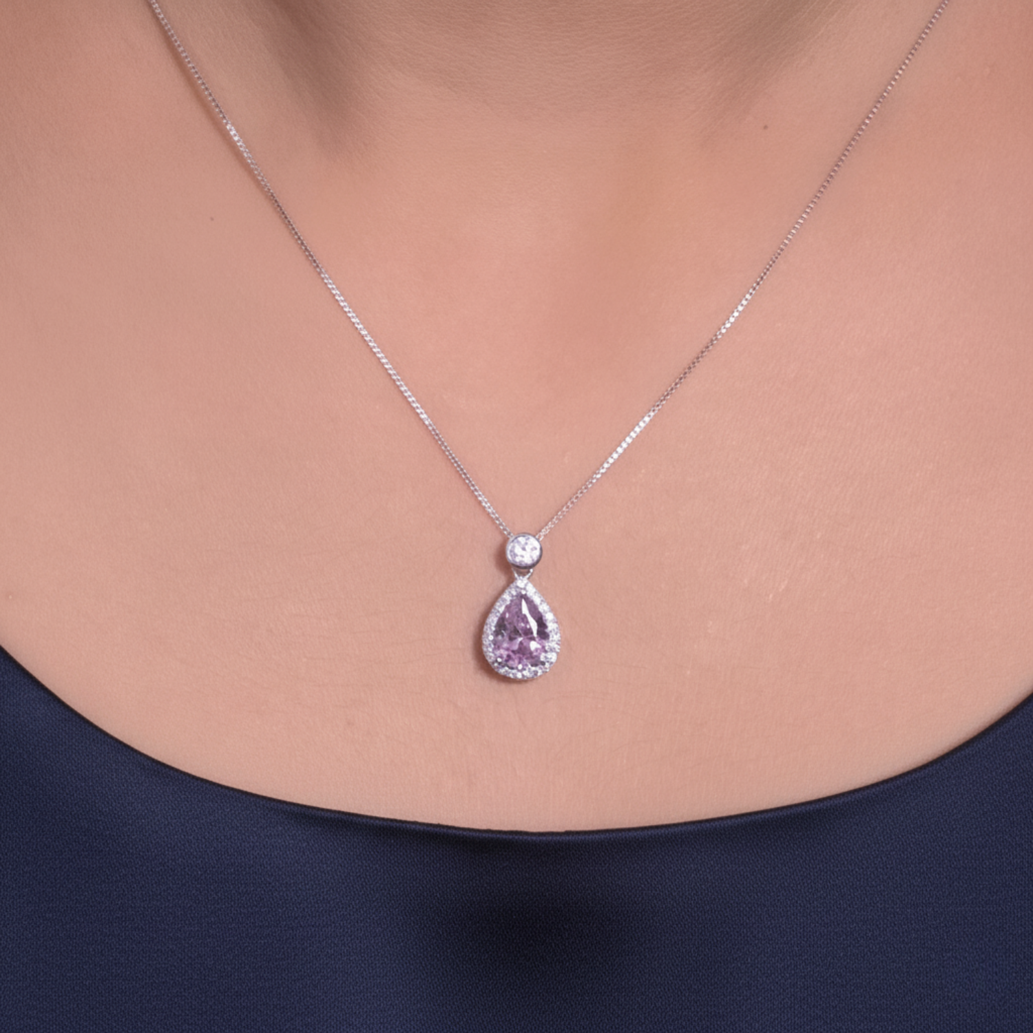 Pink Teardrop Pendant Set