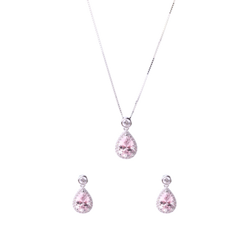 Pink Teardrop Pendant Set