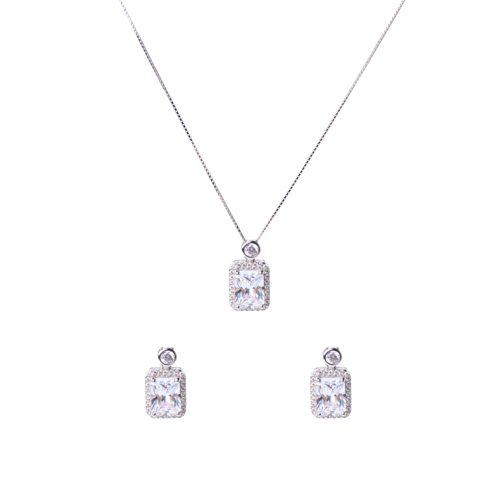 Emerald Cut Solitaire Pendant Set