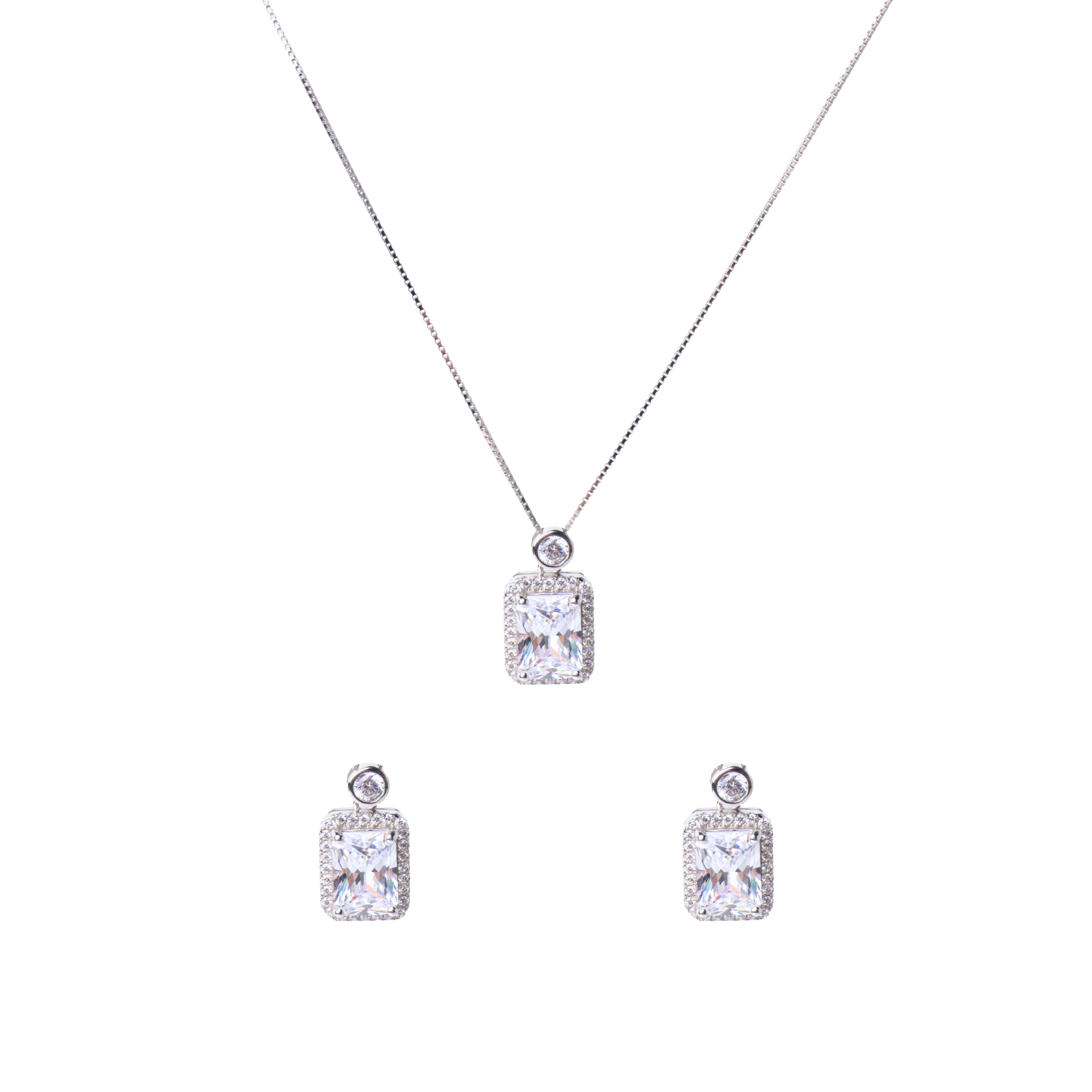 Emerald Cut Solitaire Pendant Set