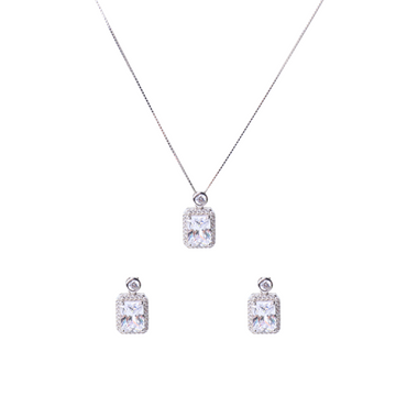 Emerald Cut Solitaire Pendant Set