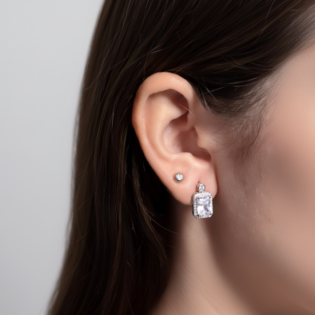 Emerald Cut Solitaire Pendant Set