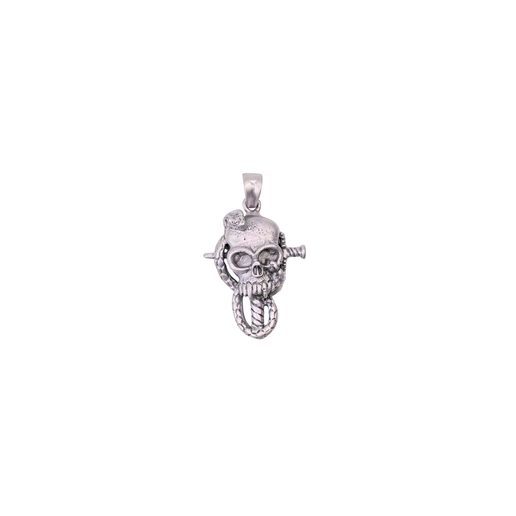 Silver Cyber Skull Pendant For Him