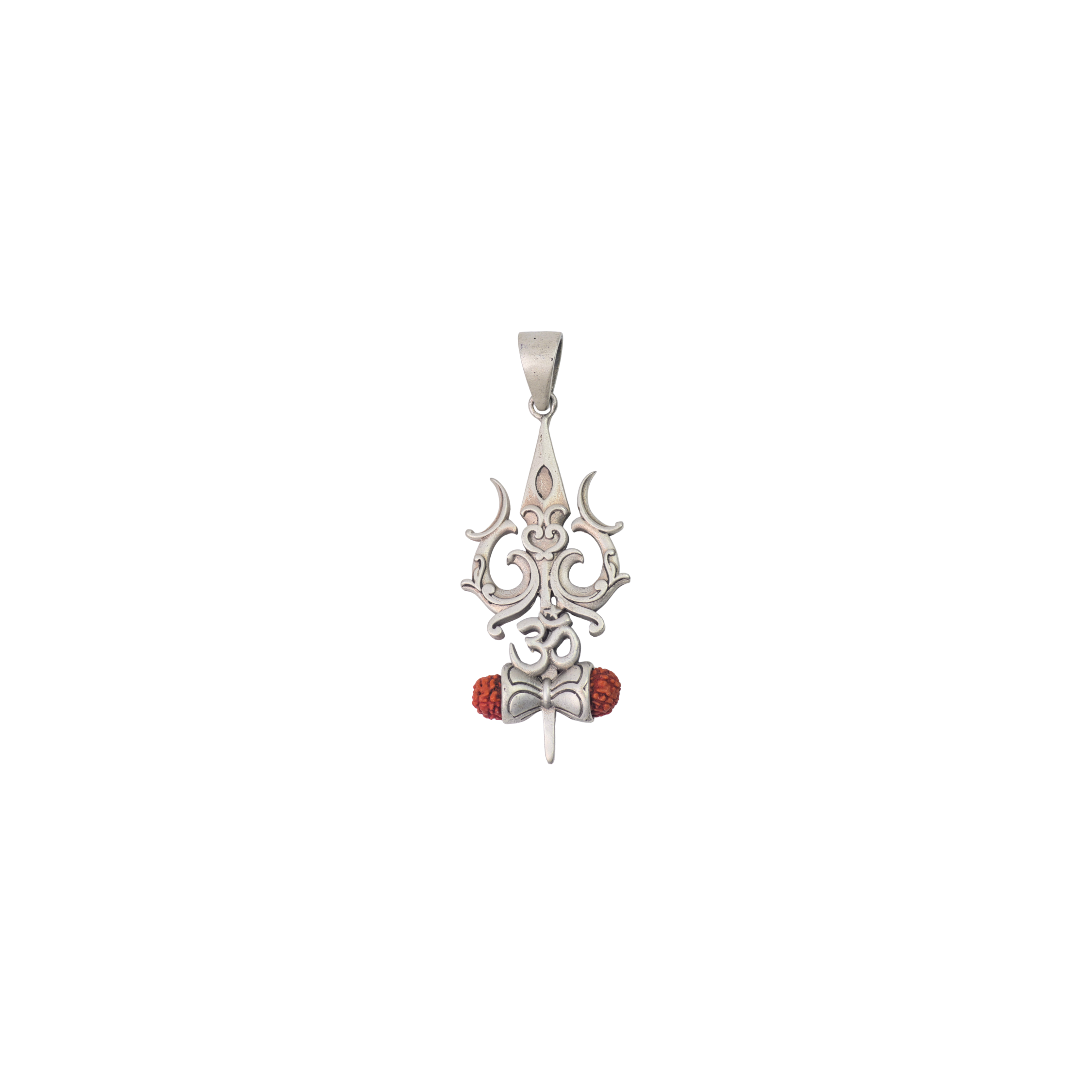 Silver Rudraksha Trishul Pendant