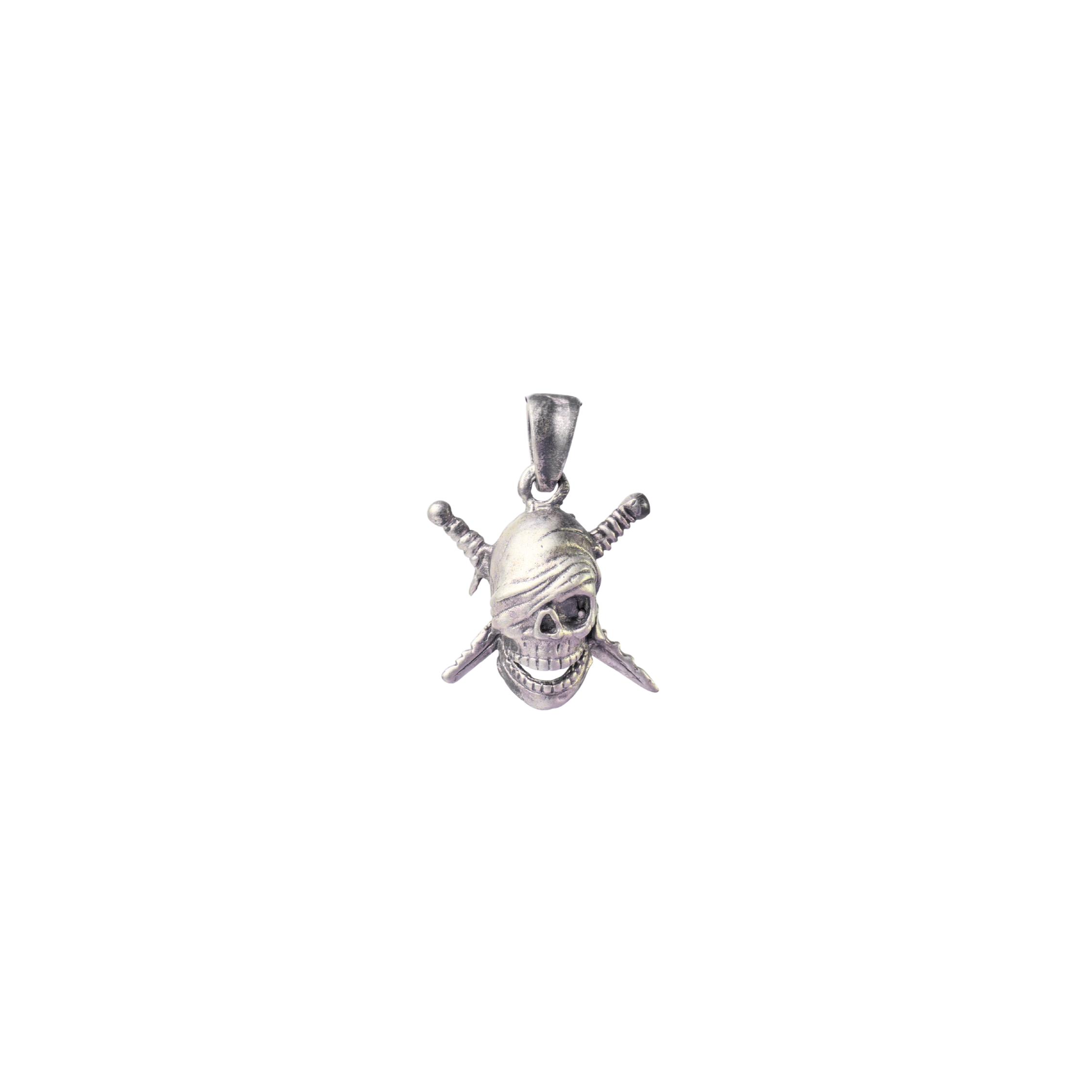 Silver Pirate Skull Pendant For Him
