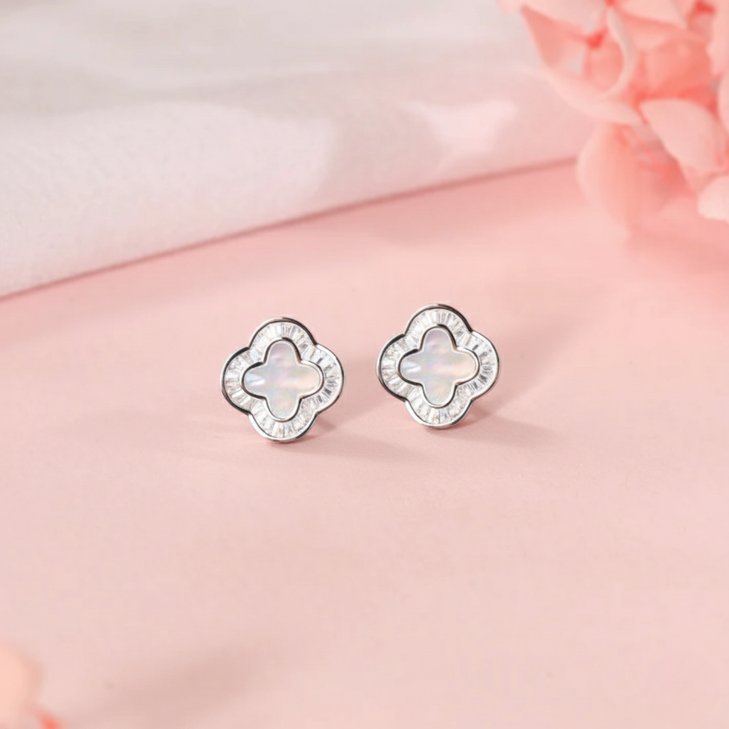 Silver Clover Stud Earrings