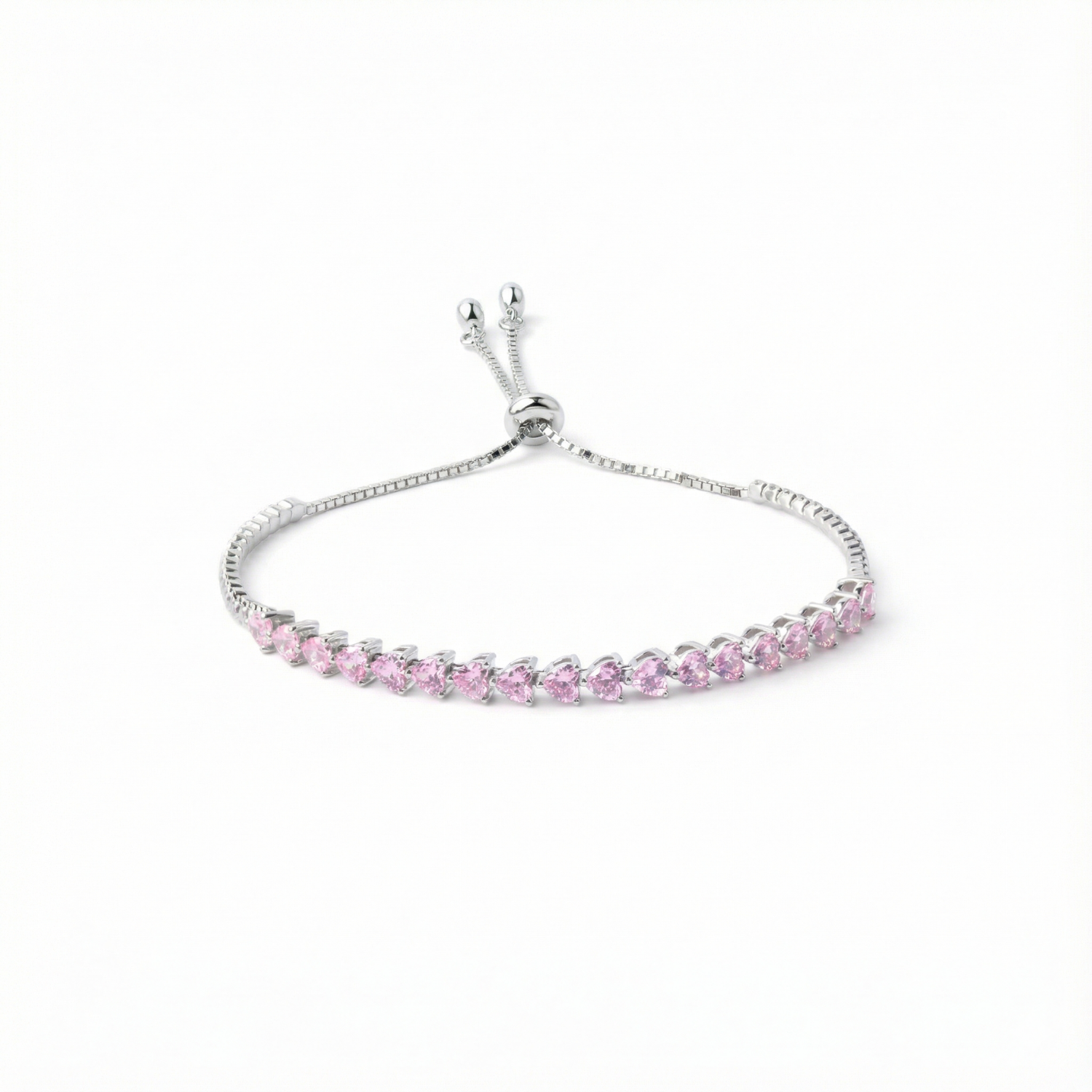 Pink Heart Tennis Bracelet