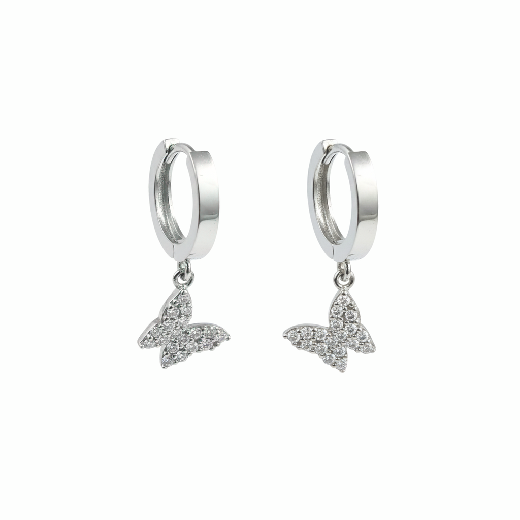Silver Butterfly Flutter Earrings