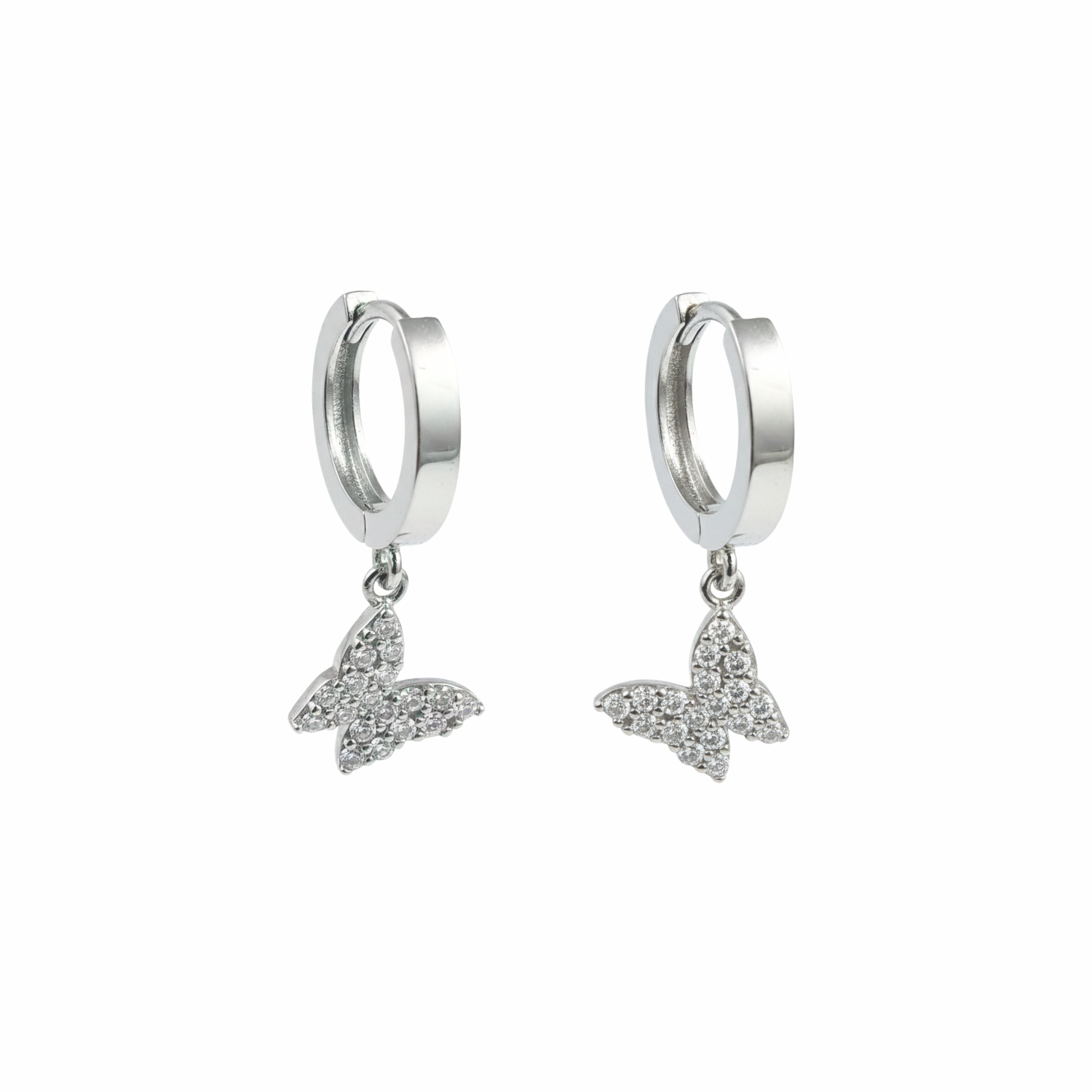 Silver Butterfly Flutter Earrings