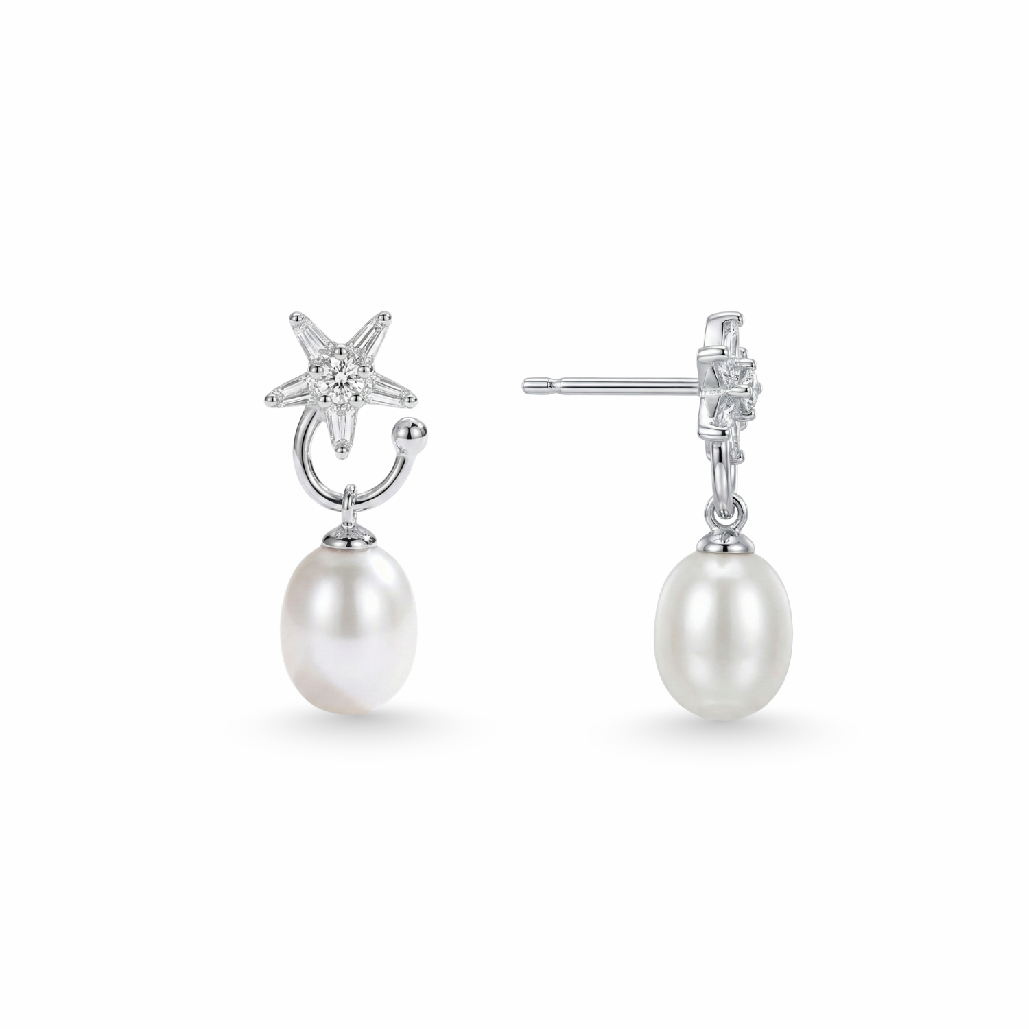Silver Pearl Drop Earrings