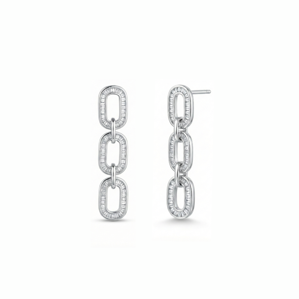 Silver Link Drop Earrings