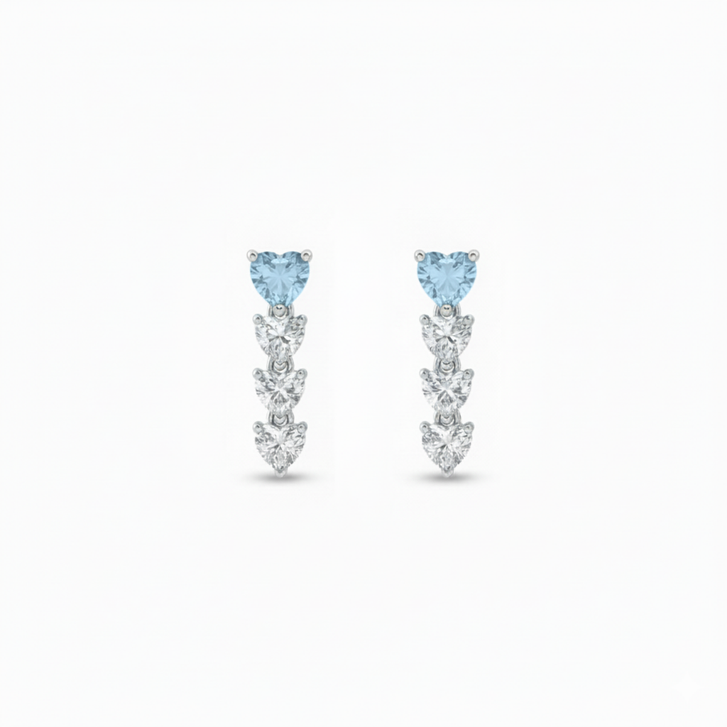 Blue Heart Drop Earrings