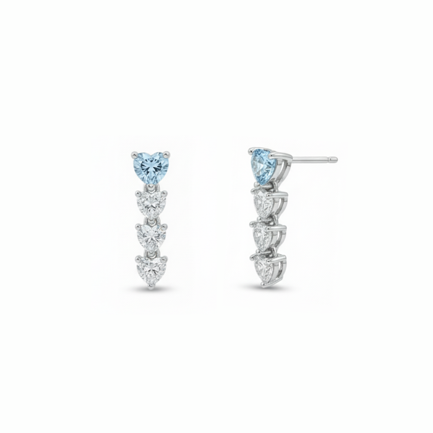 Blue Heart Drop Earrings