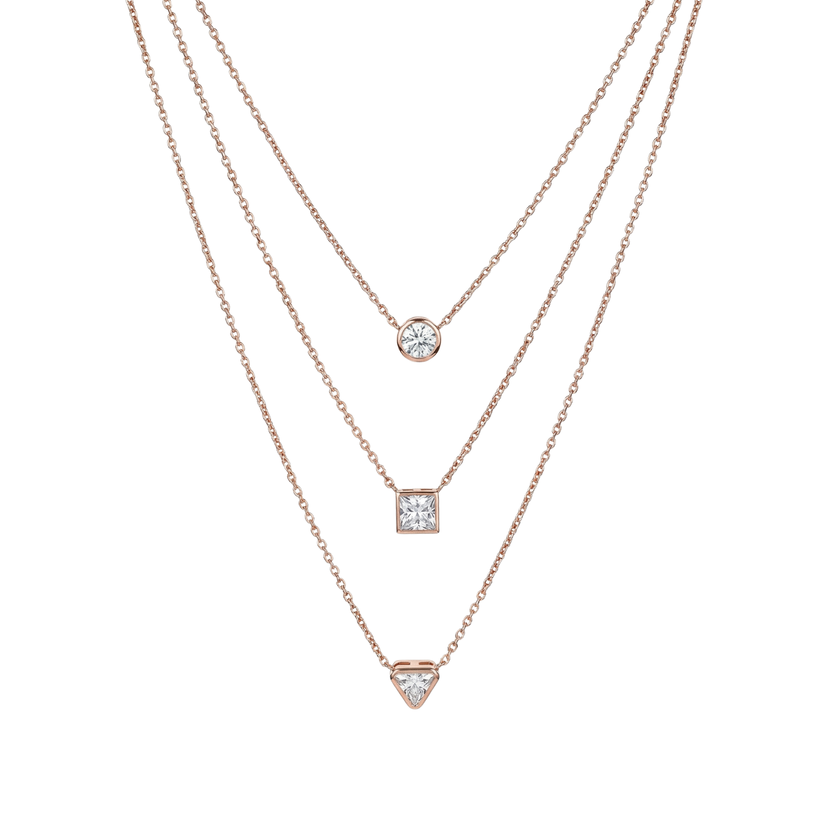 Rose Gold Three-Line Necklace