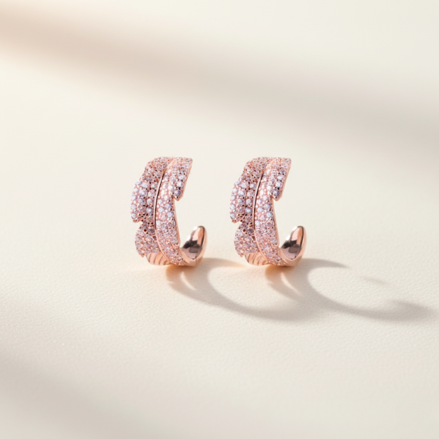 Rose Gold Pave Hoop Earrings