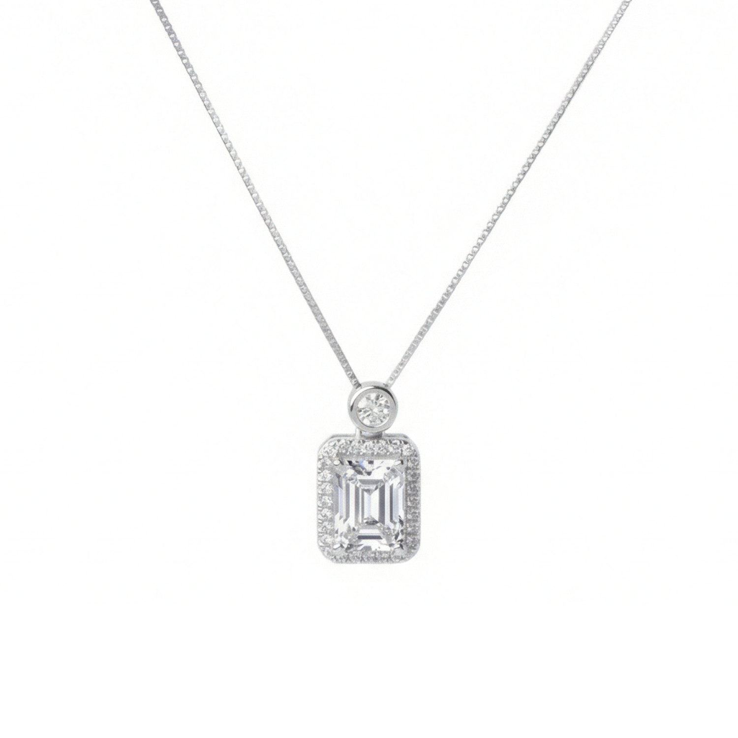 Emerald Cut Solitaire Pendant Set