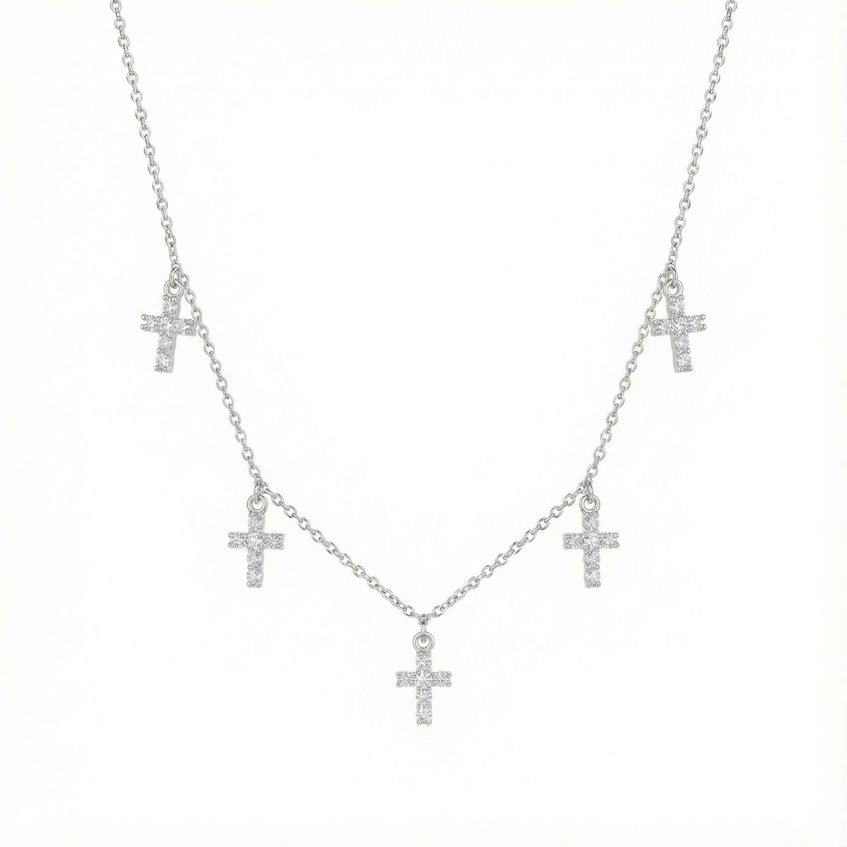 Silver Cross Charms Necklace